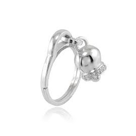 Anello Donna Regolabile In Argento 925% Con Charms Campanella Portafortuna - 1