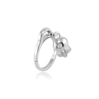 Anello Donna Regolabile In Argento 925% Con Charms Campanella Portafortuna - 1