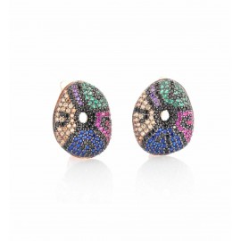 Orecchini Pave Sogni Gioielli In Argento 925% colore oro rosa con zirconi Multicolor Ref:OR013RA