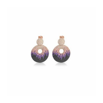 Orecchini Donna Pendenti Pave Sogni Gioielli In Argento 925% Bagno Oro Rosa E Zirconi Multicolor Ref:Or024Ra - 1