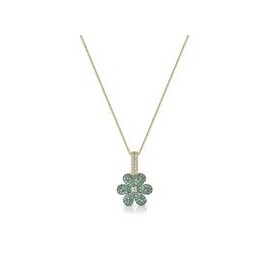 Collana Pendente Fiore Sogni In Argento 925% Dorato Con Zirconi Green Ref- CL042GV