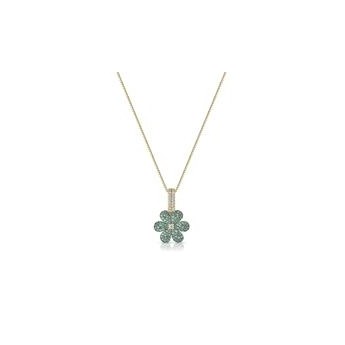 Collana Pendente Fiore Sogni In Argento 925% Dorato Con Zirconi Green Ref- Cl042Gv - 1