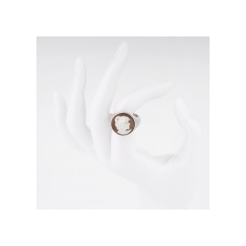 Anello Donna Cameo Italiano in argento 925% Rodiato oro bianco