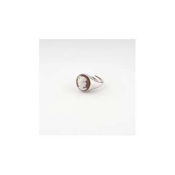 Anello Donna Cameo Italiano in argento 925% Rodiato oro bianco