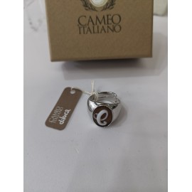 Anello Cameo Italiano in argento rosè con iniziale A51-R