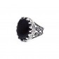 Anello Uomo Marlù gioielli in acciaio 316L Brunito collezione Corona con pietra nera mis. 22 ref-13AN042N-22