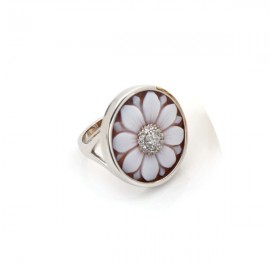 Anello Donna Cameo Italiano in argento 925% Rodiato oro bianco