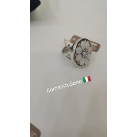 Anello Donna Cameo Italiano in argento 925% Rodiato oro bianco