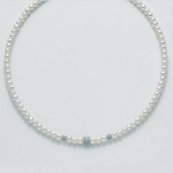 Collana Donna Perle coltivate col. bianco da mm. 4.5-5  Yukiko PCL4900Y oro 750%