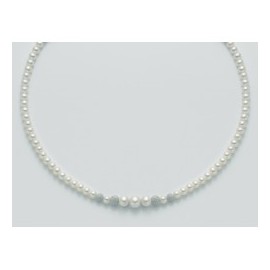 Collana Donna Perle coltivate col. bianco da mm. 4.5-5  Yukiko PCL4900Y oro 750%