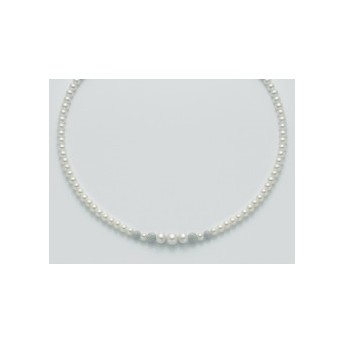 Collana Donna Perle coltivate col. bianco da mm. 4.5-5  Yukiko PCL4900Y oro 750%