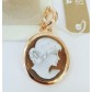 Anello Donna Cameo Italiano in Argento 925% colore oro rosa forma Ovale Volto Di Donna