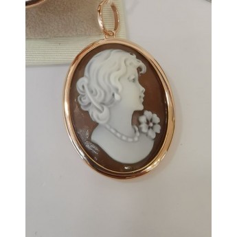 Anello Donna Cameo Italiano in Argento 925% colore oro rosa forma Ovale Volto Di Donna