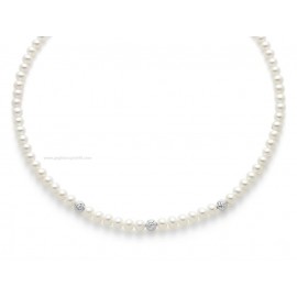 Collana Donna Perle coltivate col. bianco da mm. 4.5-5  Yukiko PCL4900Y oro 750%