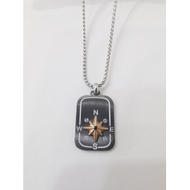 Collana Uomo Ananda Steel Rosa dei venti in acciaio PVD nero/rosè AS-JCDU352BK