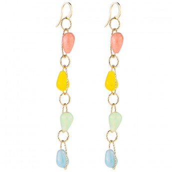 Orecchini Donna Rebecca Collection  Tulipe Pendenti con quatt ro pietre multicolor BTUOOS02