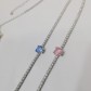 Collana Donna Tennis in Argento Rodio con Zirconi bianchi e Cuore centrale blu zaffiro BDC57/1/8C