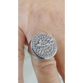 Anello donna Chevalier LIU JO in argento 925% con pave' di cristalli bianchi e logo in rilievo LJ258M16