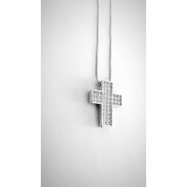 Collana Donna pendente croce in argento 925% e zirconi cubic bianchi ref- J-SCD3690