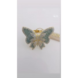 Anello Donna farfalla in argento 925% color oro giallo zirconi paraiba e bianchi