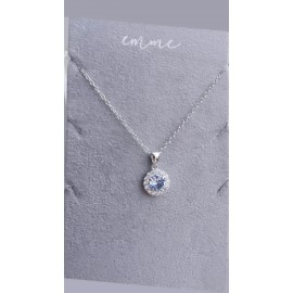 Collana Donna in Argento 925% con Ciondolo cuore in Zircone Azzurro