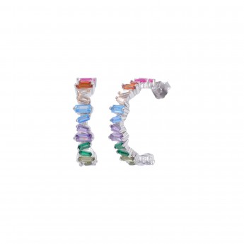 Orecchini Donna mezzo cerchio Fogi Silver925 in argento 925/ con pietre crystal
