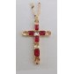Collana Donna pendente croce in argento dorato e ottone con cristalli e corallini colorati