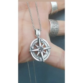 Collana argento 925 ciondolo rosa dei venti portafortuna tonda traforata Artecora Ananda A-CD152N
