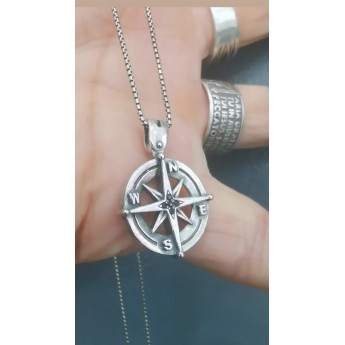 Collana argento 925 ciondolo rosa dei venti portafortuna tonda traforata Artecora Ananda A-CD152N
