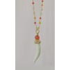 Collana donna pendente in argento 925% e corallini colorati con corno portafortuna