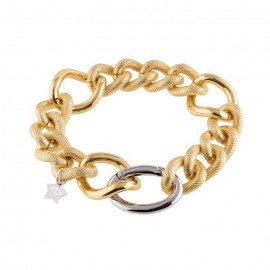 Bracciale donna catena con maglie mix e chiusura a moschettone. Lega leggera placcata in oro 24KT