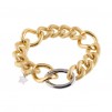 Bracciale donna catena con maglie mix e chiusura a moschettone. Lega leggera placcata in oro 24KT