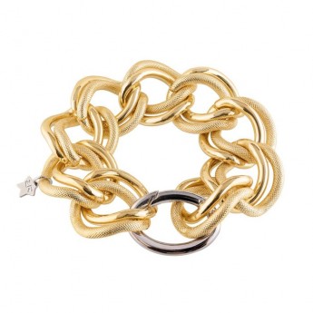 Bracciale donna Diva con doppie maglie mix Bracciale catena chanel con maglie mix. Lega leggera placcata in oro 24KT