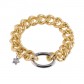Bracciale donna catena con maglie groumette texturizzate e chiusura a moschettone