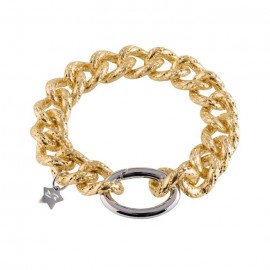 Bracciale donna catena con maglie groumette texturizzate e chiusura a moschettone