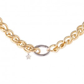Bracciale donna catena con maglie groumette texturizzate e chiusura a moschettone