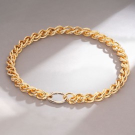 Bracciale donna catena con maglie groumette texturizzate e chiusura a moschettone