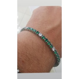 Bracciale Uomo Tennis in acciaio con zirconi Verdi/bianchi AS-JBRU33