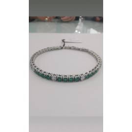 Bracciale Uomo Tennis in acciaio con zirconi Verdi/bianchi AS-JBRU33