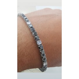 Bracciale Uomo Tennis in acciaio con zirconi Neri/bianchi AS-JBRU3347B