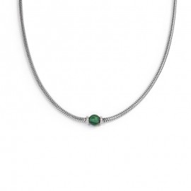 Collana catena snake con sfera centrale verde Ref-13CO0153-V