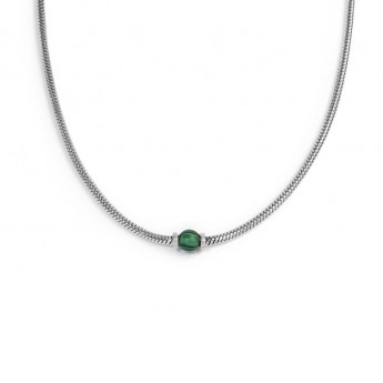 Collana catena snake con sfera centrale verde Ref-13CO0153-V