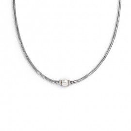 Collana catena snake con sfera centrale bianca perla Ref-13CO0153-W