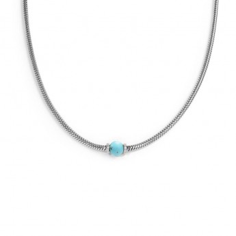 Collana catena snake con sfera centrale bianca perla Ref-13CO0153-V
