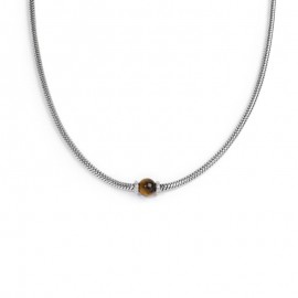 Collana catena snake con sfera centrale bianca perla Ref-13CO0153-V