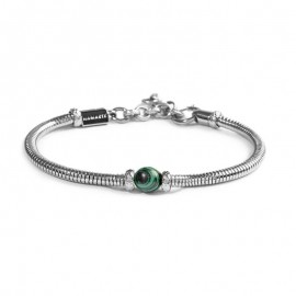 Collana catena snake con sfera centrale verde Ref-13CO0153-V