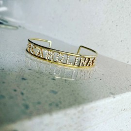 Bracciale Donna Rigido Con Nome Personalizzabile In Argento 925% "Realizziamo Tutti I Nomi" - 1