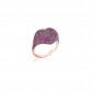 Anello Cuore In Argento 925% Con Bagno In Oro Rose E Pave Di Zirconi Rossi Ref: An025Rr - 2