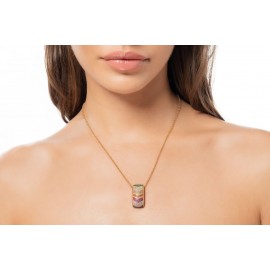 Collana Pave Sogni Gioielli In Argento 925% Con Bagno Oro Giallo E Zirconi Multicolor Ref: Cl028Gm - 1