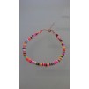 Cavigliera Colorata In Gomma Silicone Con Filo E Chiusure In Argento 925% Rose - 1